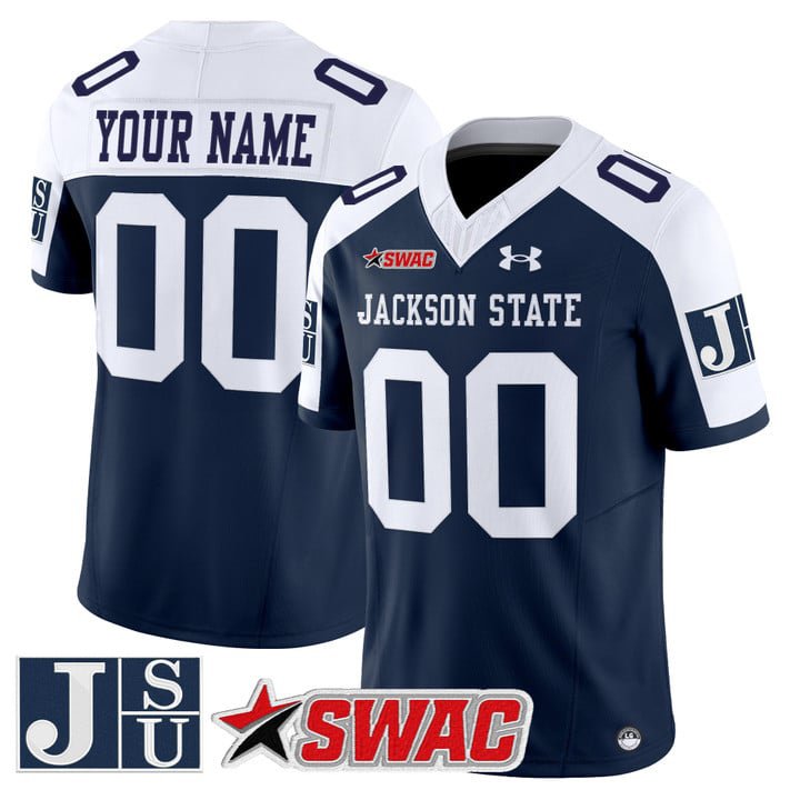 Custom Jackson State Tigers Jersey Name, Number 2025 Vapor Stitched Navy Alter