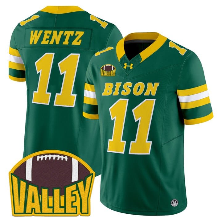 Carson Wentz Jersey #11 North Dakota State Bison 2025 Limited Stitched Green