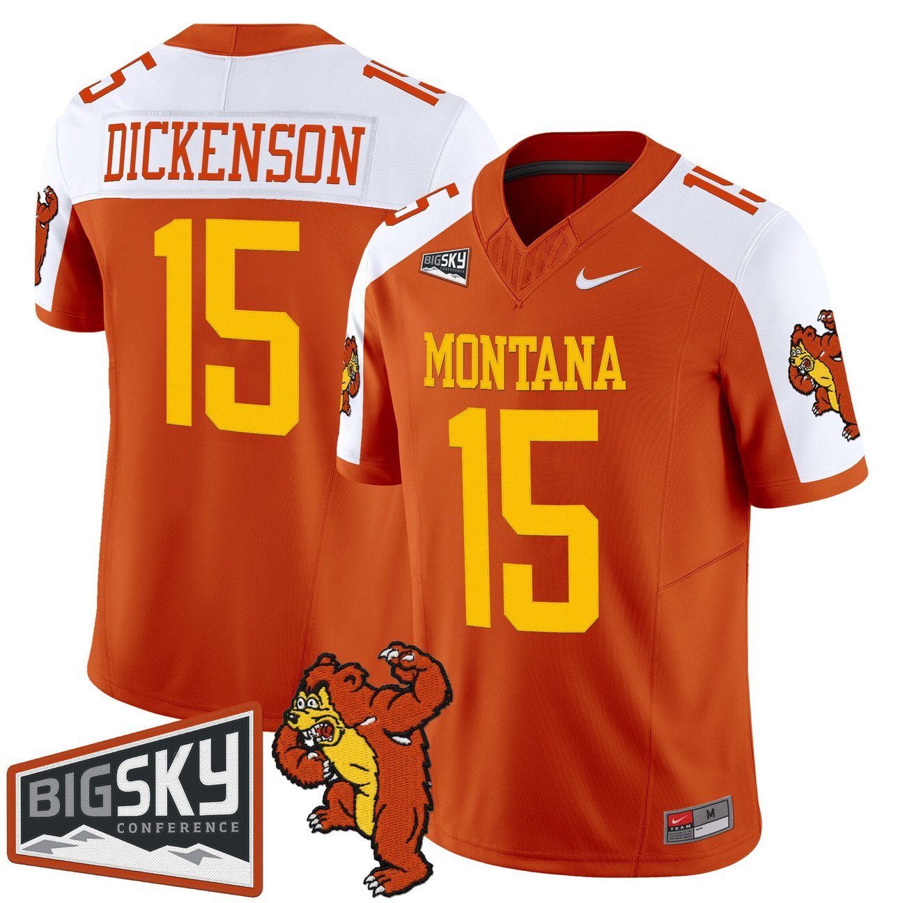 Dave Dickenson Jersey #15 Montana Grizzlies 1995 Throwback Stitched Orange Alter