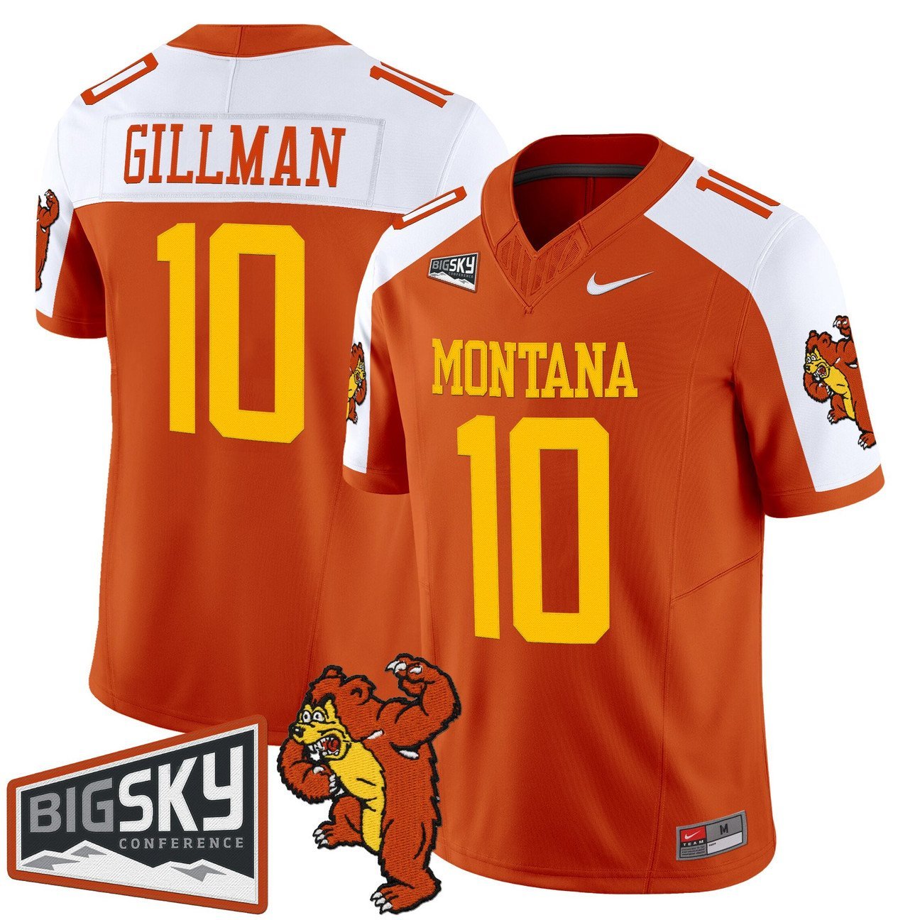 Eli Gillman Jersey #10 Montana Grizzlies 1995 Throwback Stitched Orange Alter