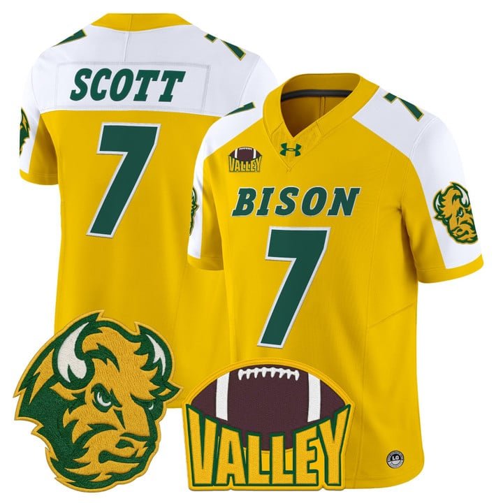 DJ Scott Jersey #7 North Dakota State Bison 2025 Limited Stitched Gold Alter