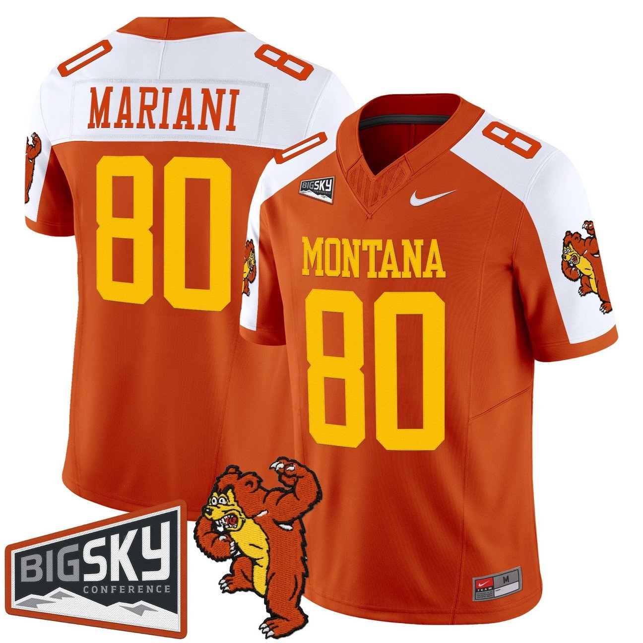 Marc Mariani Jersey #80 Montana Grizzlies 1995 Throwback Stitched Orange Alter