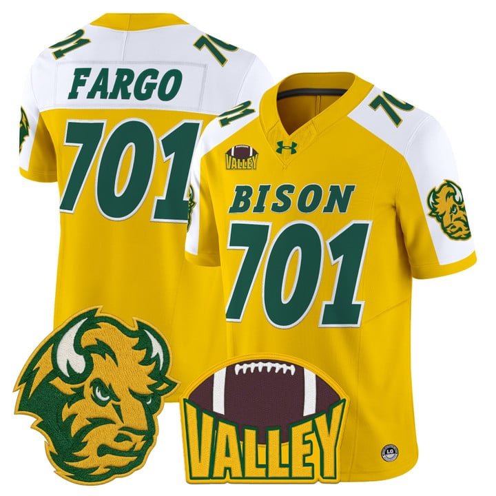 Fargo Jersey #701 North Dakota State Bison 2025 Limited Stitched Gold Alter