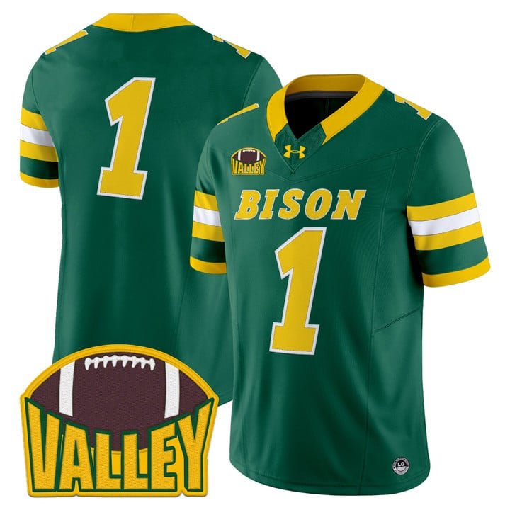Team Jersey #1 North Dakota State Bison 2025 Vapor Limited Stitched Green