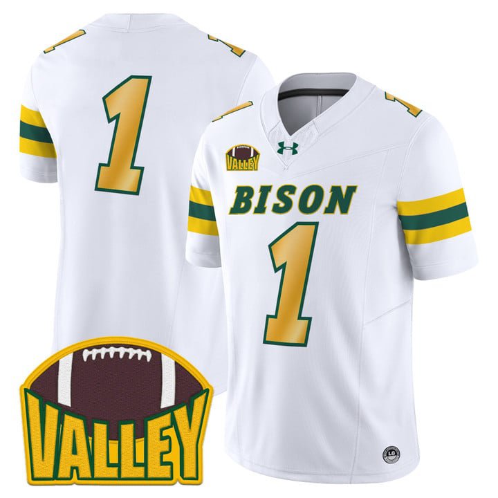 Team Jersey #1 North Dakota State Bison 2025 Vapor Limited Stitched White