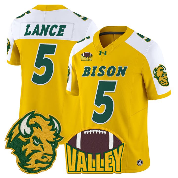 Trey Lance Jersey #5 North Dakota State Bison 2025 Limited Stitched Gold Alter