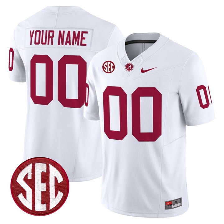 Custom Alabama Crimson Tide Jersey Name, Number Vapor Limited Stitched White