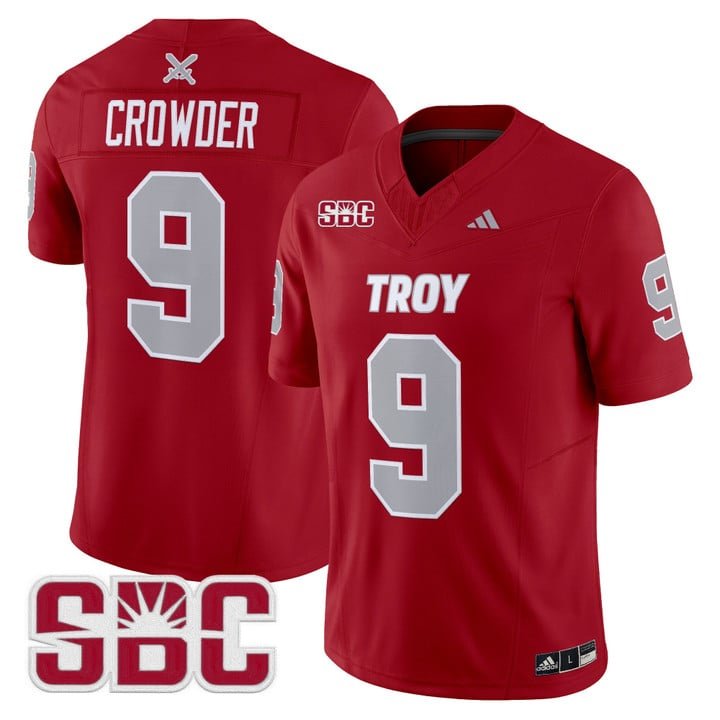 Goose Crowder Jersey #9 Troy Trojans 2025 Vapor Limited Stitched Cardinal