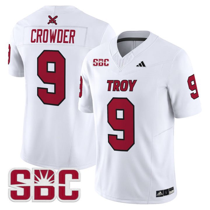 Goose Crowder Jersey #9 Troy Trojans 2025 Vapor Limited Stitched White