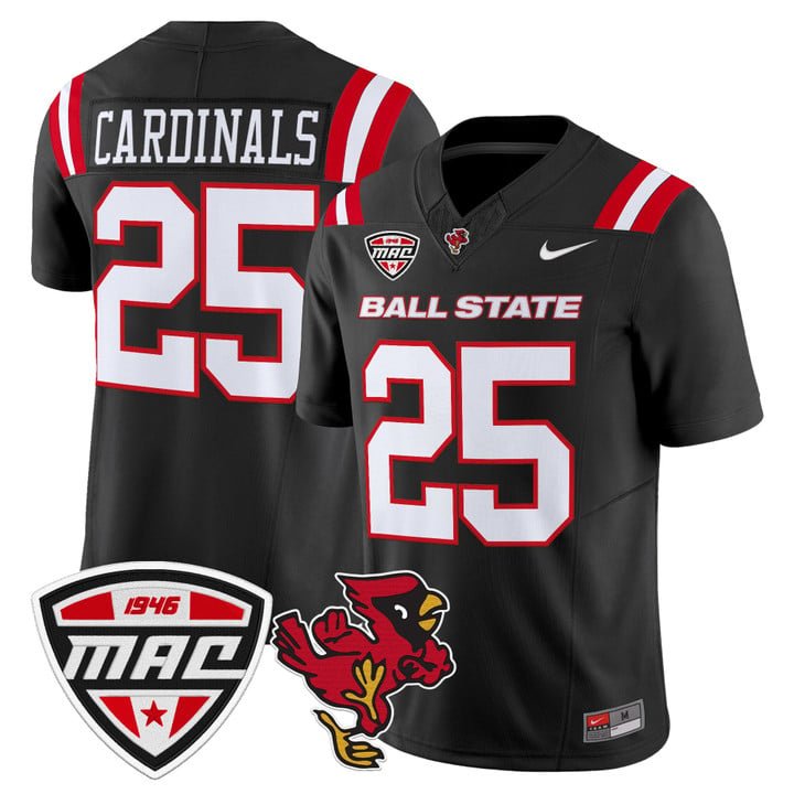Cardinals Jersey #25 Ball State Cardinals 2025 Limited Stitched Black