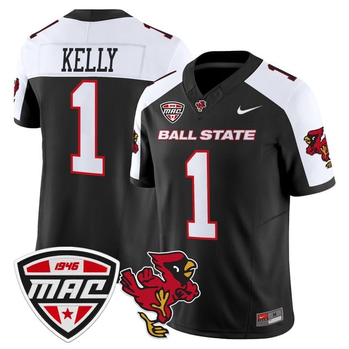 Kiael Kelly Jersey #1 Ball State Cardinals 2025 Limited Stitched Black Alter