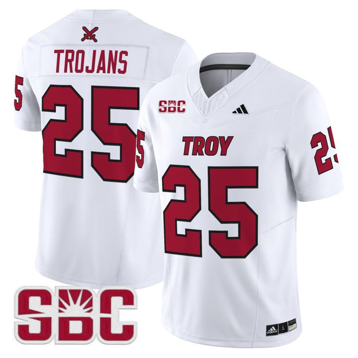 Trojans Jersey #25 Troy Trojans 2025 Vapor Limited Stitched White