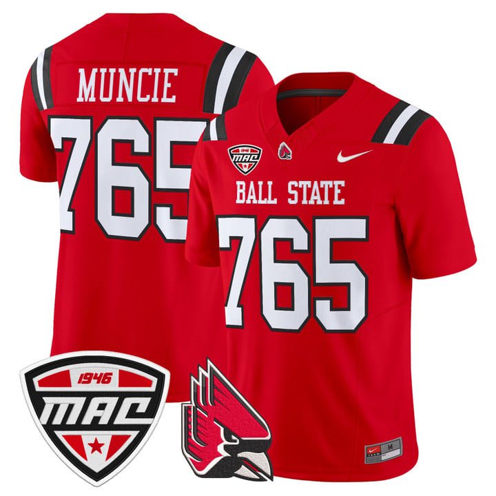 Muncie Jersey #765 Ball State Cardinals 2025 Limited Stitched Cardinal