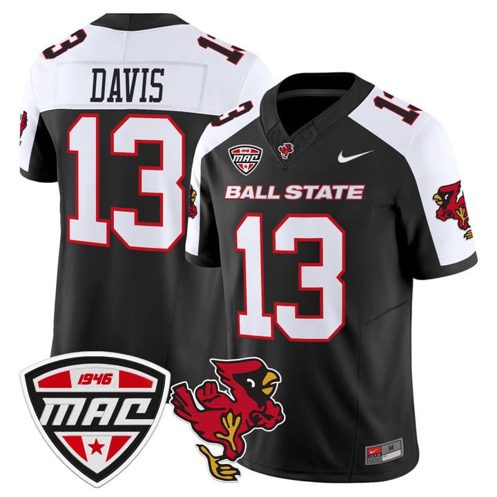 Nate Davis Jersey #13 Ball State Cardinals 2025 Limited Stitched Black Alter