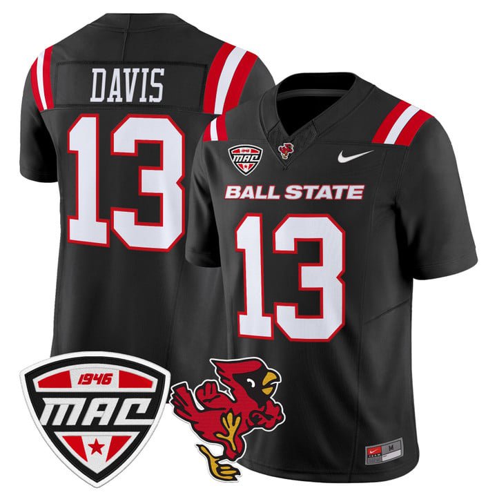Nate Davis Jersey #13 Ball State Cardinals 2025 Limited Stitched Black