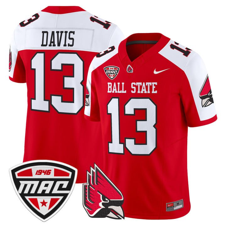 Nate Davis Jersey #13 Ball State Cardinals 2025 Limited Stitched Cardinal ALter