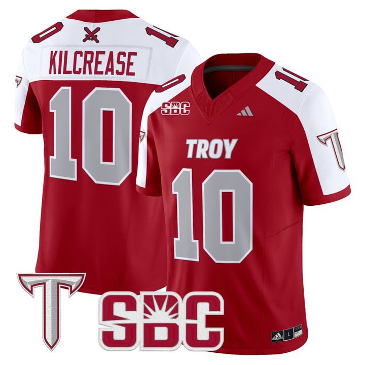 Tucker Kilcrease Jersey #10 Troy Trojans 2025 Vapor Limited Stitched Cardinal Alter