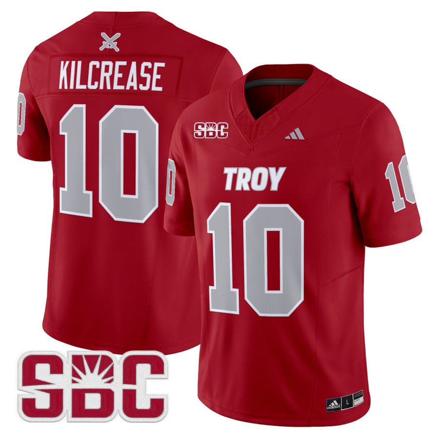 Tucker Kilcrease Jersey #10 Troy Trojans 2025 Vapor Limited Stitched Cardinal