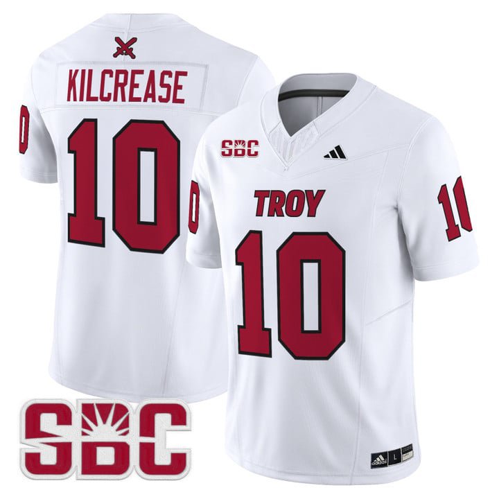 Tucker Kilcrease Jersey #10 Troy Trojans 2025 Vapor Limited Stitched White