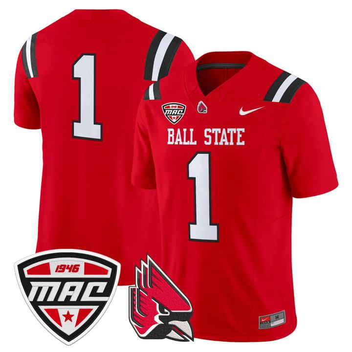 Team Jersey #1 Ball State Cardinals 2025 Vapor Limited Stitched Cardinal