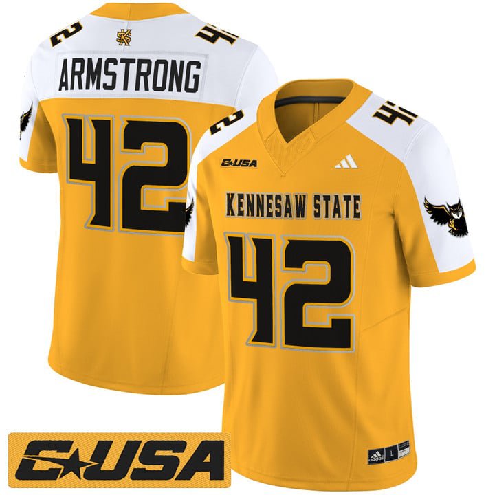 Bryson Armstrong Jersey #42 Kennesaw State Owls 2025 Vapor Stitched Gold Alter