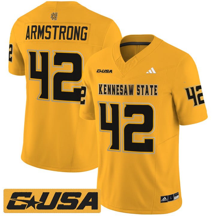 Bryson Armstrong Jersey #42 Kennesaw State Owls 2025 Vapor Stitched Gold