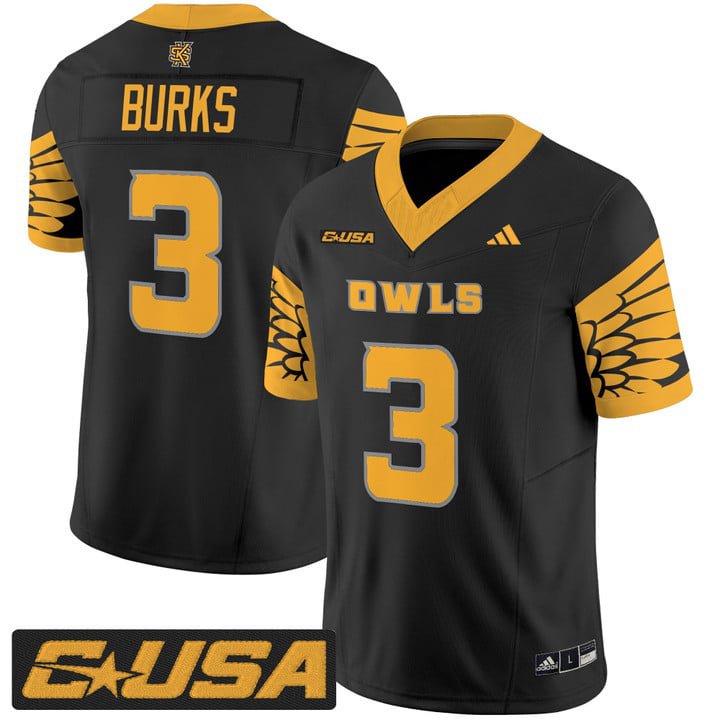 Chandler Burks Jersey #3 Kennesaw State Owls 2025 Vapor Stitched Black