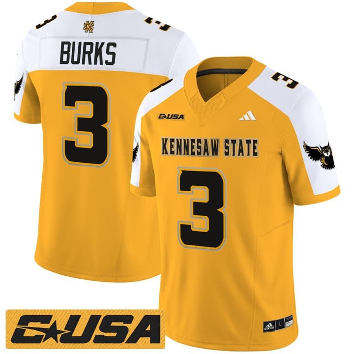 Chandler Burks Jersey #3 Kennesaw State Owls 2025 Vapor Stitched Gold Alter