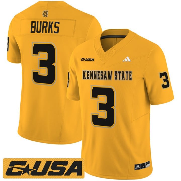 Chandler Burks Jersey #3 Kennesaw State Owls 2025 Vapor Stitched Gold