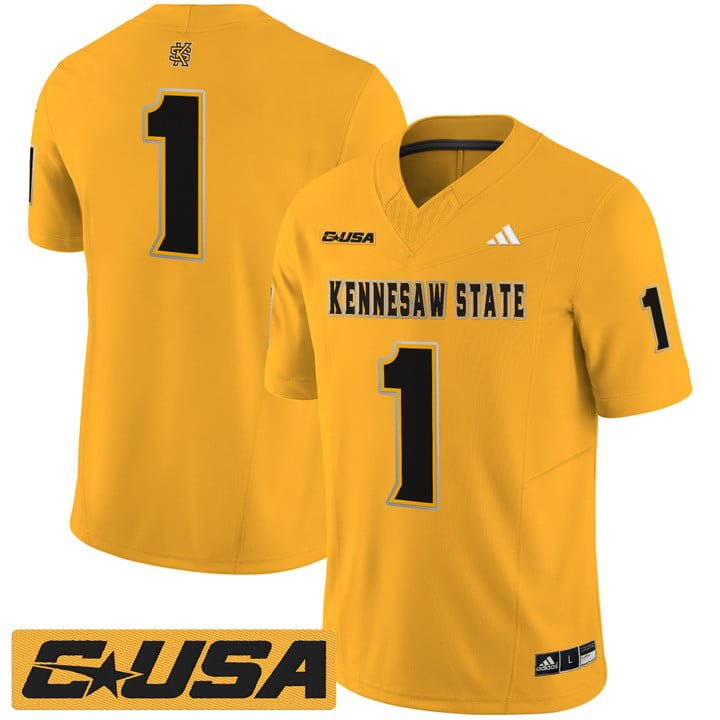 Team Jersey #1 Kennesaw State Owls 2025 Vapor Limited Stitched Gold