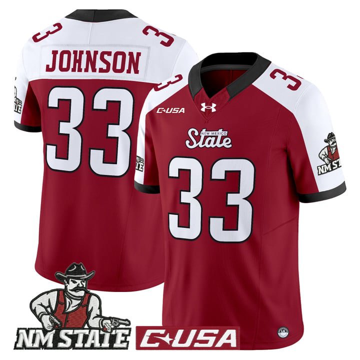 Charley Johnson Jersey #33 New Mexico State Aggies 2025 Vapor Stitched Crimson Alter