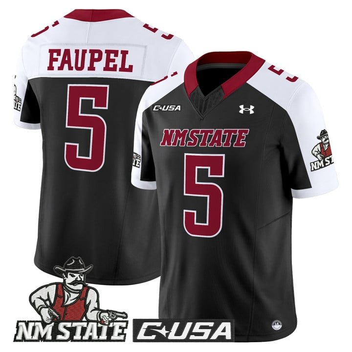 Donovan Faupel Jersey #5 New Mexico State Aggies 2025 Vapor Stitched Black Alter
