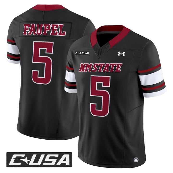 Donovan Faupel Jersey #5 New Mexico State Aggies 2025 Vapor Stitched Black