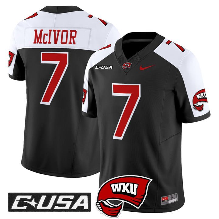 Maverick McIvor Jersey #7 Western Kentucky Hilltoppers 2025 Stitched Black Alter