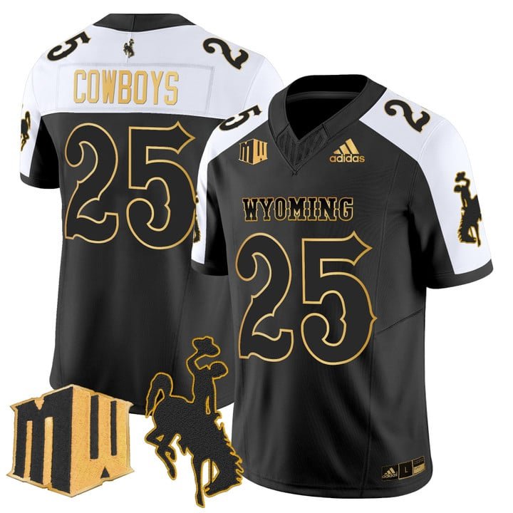 Cowboys Jersey #25 Wyoming Cowboys 2025 Gold Vapor Limited Stitched Alternate