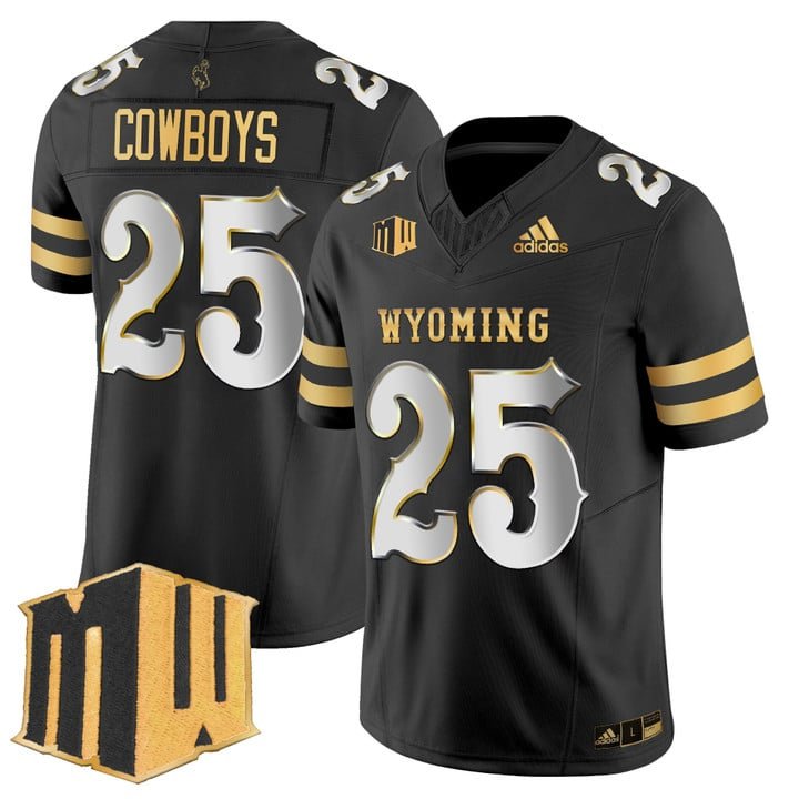 Cowboys Jersey #25 Wyoming Cowboys 2025 Gold Vapor Limited Stitched Black Limited