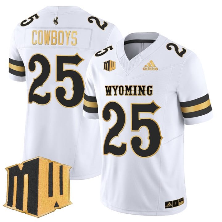 Cowboys Jersey #25 Wyoming Cowboys 2025 Gold Vapor Limited Stitched White Gold