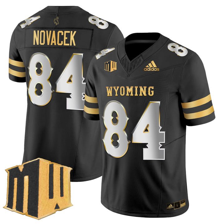 Jay Novacek Jersey #84 Wyoming Cowboys 2025 Gold Vapor Stitched Black Limited