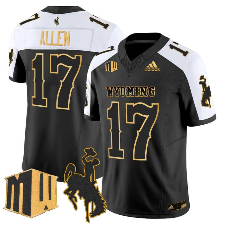 Josh Allen Jersey #17 Wyoming Cowboys 2025 Gold Vapor Stitched Alternate