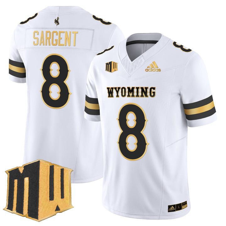 Jaylen Sargent Jersey #8 Wyoming Cowboys 2025 Gold Vapor Stitched White Gold