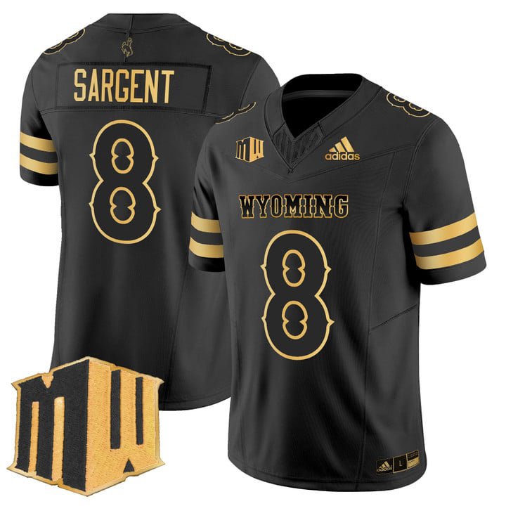 Jaylen Sargent Jersey #8 Wyoming Cowboys 2025 Gold Vapor Stitched Black Gold