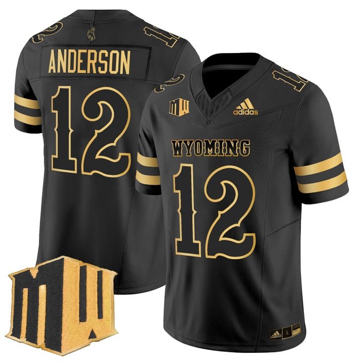 Kaden Anderson Jersey #12 Wyoming Cowboys 2025 Gold Vapor Stitched Black Gold
