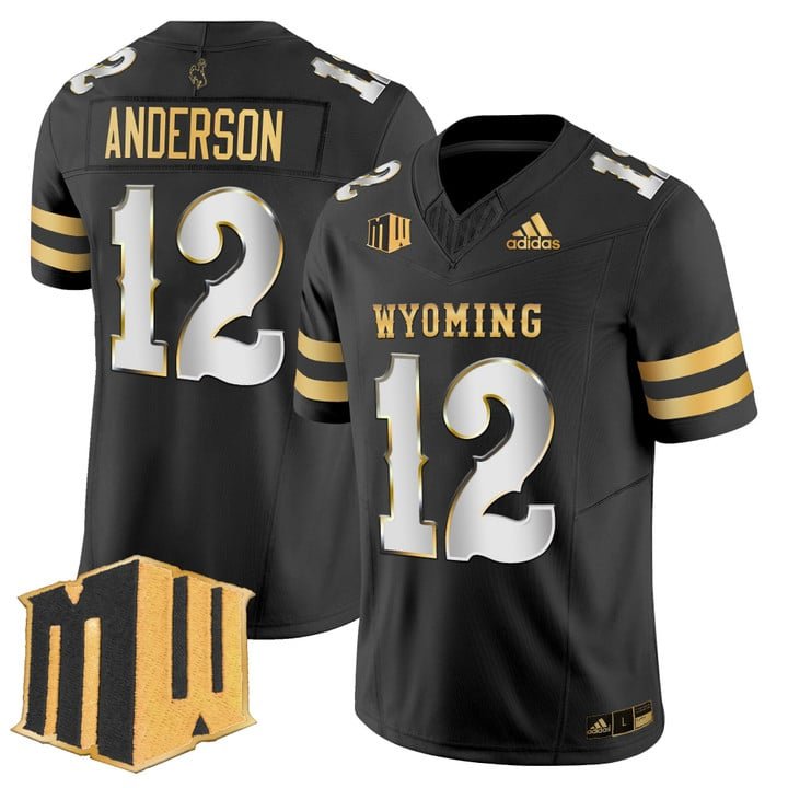 Kaden Anderson Jersey #12 Wyoming Cowboys 2025 Gold Vapor Stitched Black Limited