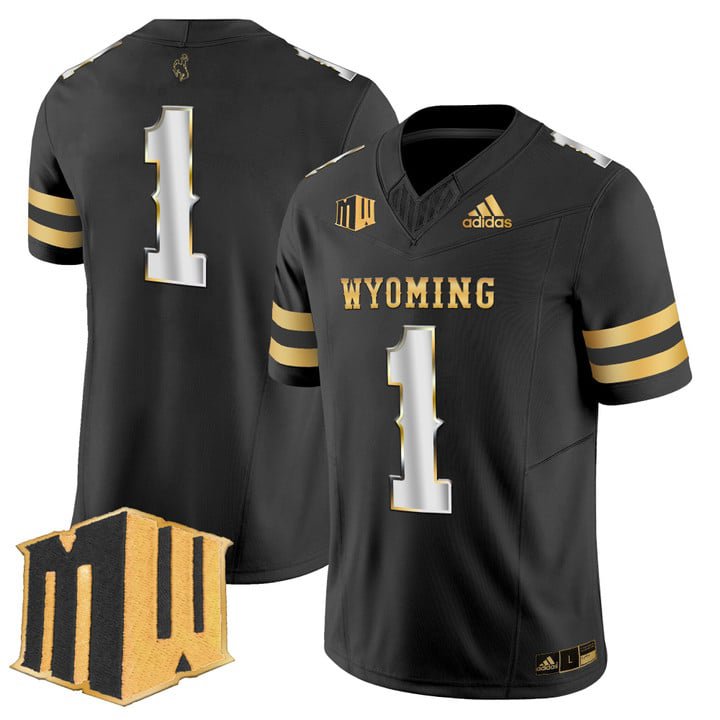Team Jersey #1 Wyoming Cowboys 2025 Gold Vapor Limited Stitched Black Limited
