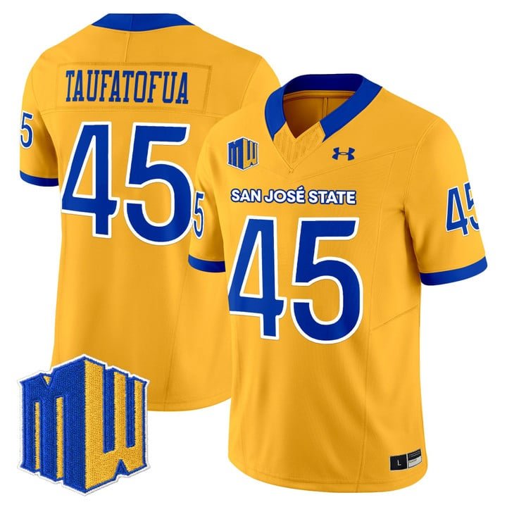 Vili Taufatofua Jersey #45 San José State Spartans 2025 Limited Stitched Gold