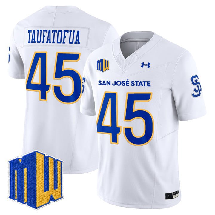 Vili Taufatofua Jersey #45 San José State Spartans 2025 Limited Stitched White