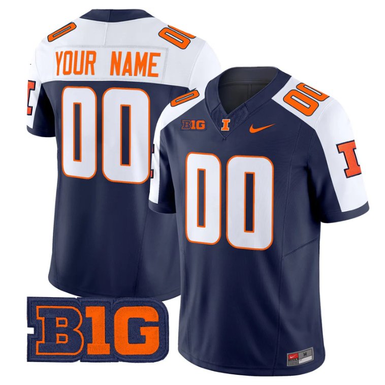 Custom Illinois Fighting Illini Jersey 2025 Vapor Limited Stitched Navy Alter