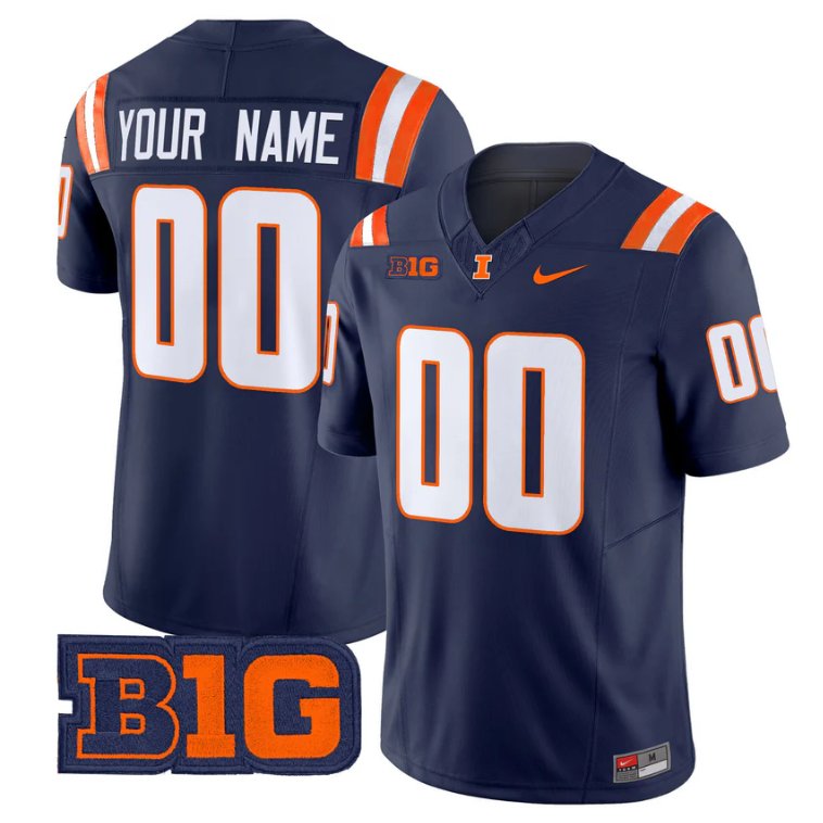 Custom Illinois Fighting Illini Jersey 2025 Vapor Limited Stitched Navy