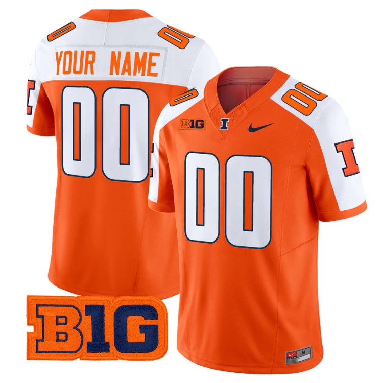 Custom Illinois Fighting Illini Jersey 2025 Vapor Limited Stitched Orange Alter