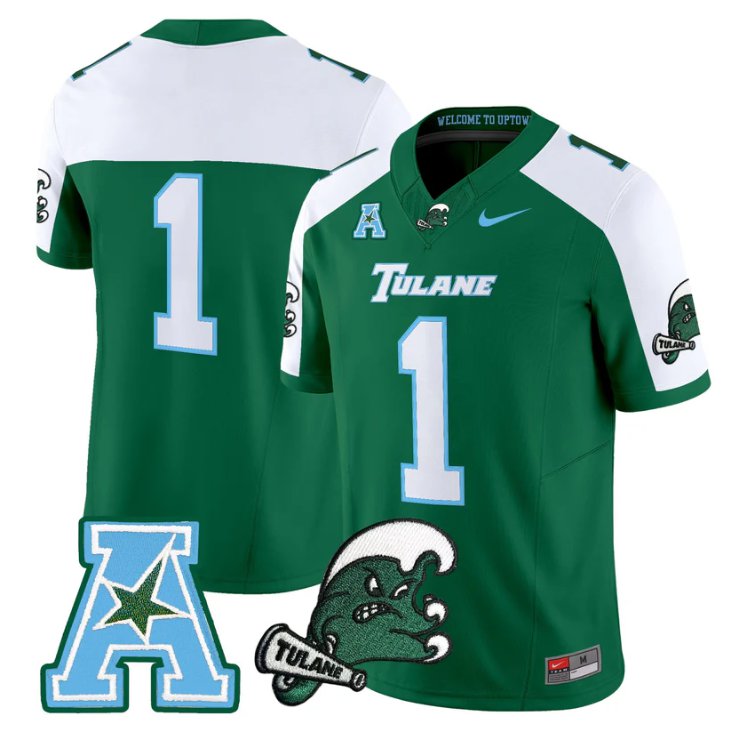 Team Jersey #1 Tulane Green Wave 2025 Vapor Limited Stitched Green Alter